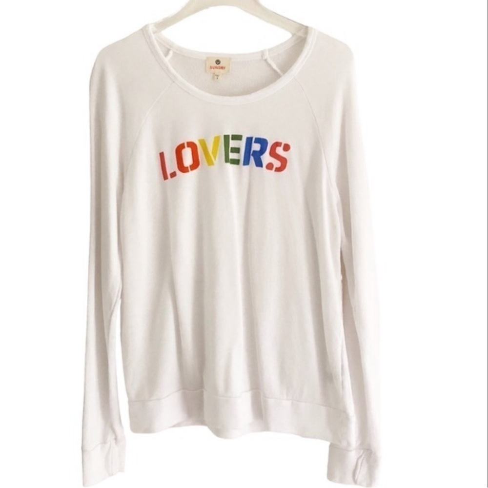 SUNDRY French Terry Sweatshirt Lovers Graphic Pullover Size Medium - Picture 8 of 8